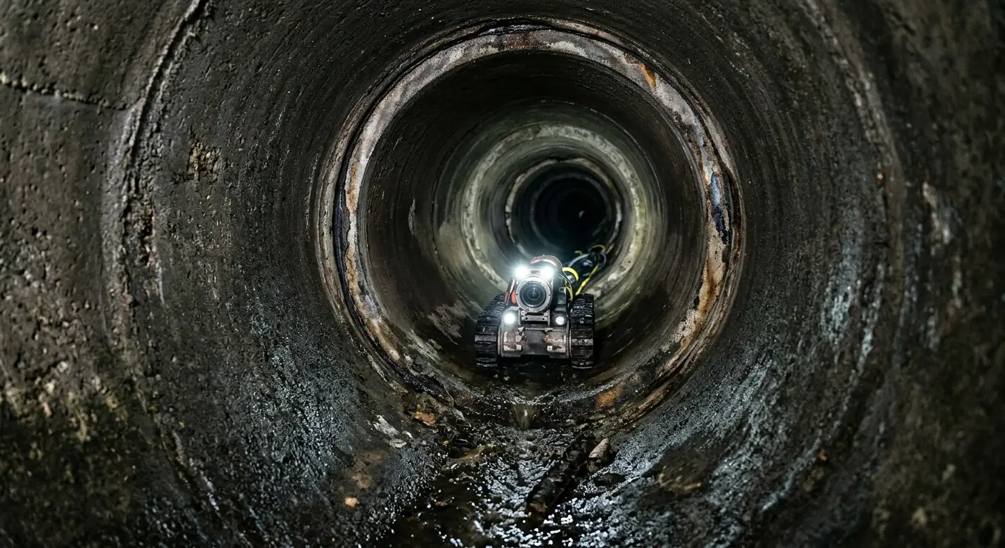 Robotic sewer camera inspecting pipe interior for Drain Snake Service in Redlands